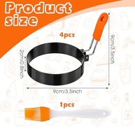 4 anéis de ovo com escova de óleo, anéis de ovo de 8,5 cm para fritar ovos, anel de aço inoxidável antiaderente, ovos redondos, panqueca, anel de cozimento para muffin - imagem 2