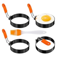 4 anéis de ovo com escova de óleo, anéis de ovo de 8,5 cm para fritar ovos, anel de aço inoxidável antiaderente, ovos redondos, panqueca, anel de cozimento para muffin - imagem 1