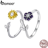 Anel de Prata 925 Flores Bamoer: Elegância Delicada - imagem 1