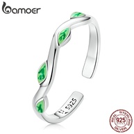 Anel de Prata 925 Folha Verde Bamoer: Elegância Ajustável - imagem 1