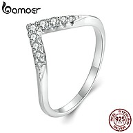 Anel de Prata Bamoer com Moissanite: Elegância em V - imagem 1