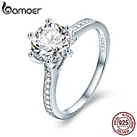 Anel de Zircônia em Prata 925 com Revestimento de Platina - Bamoer - imagem 1