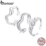 Anel Duplo Ondulado Bamoer: Prata 925 Elegante - imagem 1