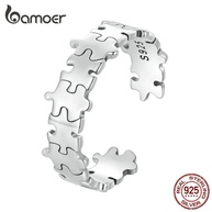 Anel Prata 925 Bamoer: Design Puzzle Moderno - imagem 1