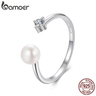 Anel Prata 925 Bamoer: Pérola e Moissanite - imagem 1