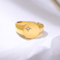 Anel Vnox: Zirconia e Aço Inox Dourado - imagem 1