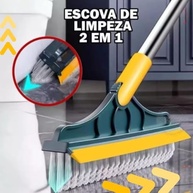 Vassoura Escova Rodo 2 em 1 Angular com Cerdas Flexíveis e Rodo de Silicone - Ideal para Azulejo, Piso e Banheiro - imagem 4
