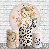 Decoração Safari: Kit Painel + Cilindros Animais - imagem 1