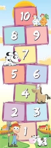 Adesivo de Chão Amarelinha Infantil Animais da Fazenda 62x180cm - Diversão Educativa para Crianças - imagem 2