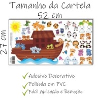 Adesivo Decorativo Arca de Noé com Animais Fofos - Infantil Colorido e Divertido - imagem 5