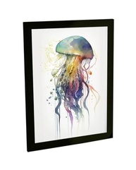 Quadro Decorativo A2 Água Viva Aquarela - Ilustração Animal com Moldura Moderna - imagem 2