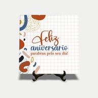 Quadro Azulejo Feliz Aniversário - Parabéns pelo Seu Dia | Decoração Personalizada 15x15cm - imagem 1