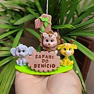 Vela de Aniversário Safari em Biscuit – Elefante, Leão e Girafa - imagem 2