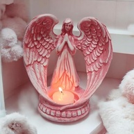 Anjo da Guarda Rosa Menina - Estatueta Encantadora para Presente de Batizado e Decoração Católica - imagem 3