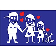 Adesivo Família Feliz 16x9cm: Pai, Mãe, Filha e Cachorro – Dura 1 Ano! - imagem 1