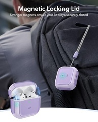 Estojo ESR Orbit Hybrid Roxo para AirPods 4 (2024) - MagSafe, Proteção Anti-Queda e Cordão - imagem 5