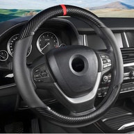 Capa de Volante Esportiva Fibra de Carbono e Couro Microfibra 38cm - Antiderrapante e Respirável - imagem 1
