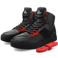 Grapelet Sapatos de motocicleta masculinos, antiderrapantes para motociclismo, botas protetoras de motocross com zíper lateral, suporte de tornozelo, preto - imagem 1