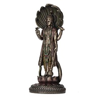 Estátua de Shesha Vishnu em Bronze Antigo - 32,5 cm | Decoração Hindu com Detalhes Pintados à Mão - imagem 3