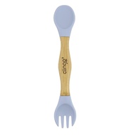 CLINGO Talher Duplo de Bambu e Silicone Azul - Seguro, Ergonômico e Antimicrobiano para Bebês - imagem 1