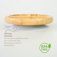 Prato de Bambu Azul Claro com Ventosa - Seguro, Antimicrobiano e Livre de BPA para Bebês - imagem 3
