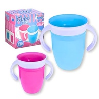 Copo Infantil com Tampa de Silicone Antivazamento - 210ml com Alça Ergonômica Rosa e Branco - imagem 5