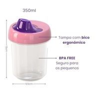 Copo com Bico Bebê 350ml Rosa - Transição Segura e Antivazamento com Tampa Higiênica - imagem 4