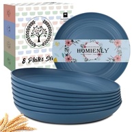 Conjunto de 8 Pratos de Palha de Trigo Homeinly 9" Azul - Alternativa Ecológica e Segura ao Plástico - imagem 2
