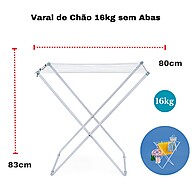 Varal de Chão em Alumínio 80cm – Dobrável e Retrátil para Apartamentos - imagem 2