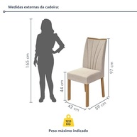 Conjunto de 4 Cadeiras Estofadas Apogeu Móveis Lopas - Design Moderno em Bege - imagem 4