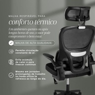 Cadeira de Escritório Ergonômica com Apoio Lombar e Encosto Ajustável - Malha Respirável e Design Moderno - imagem 4