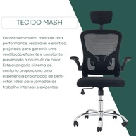 Cadeira de Escritório Ergonômica com Malha Respirável, Apoio Lombar e Reclinável | Conforto Premium para Home Office - imagem 5