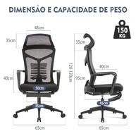 Cadeira de Escritório Ergonômica Python Fly com Suporte Lombar Ajustável e Apoio de Pés Retrátil - imagem 3