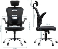 Cadeira de Escritório Executiva Ergonômica com Apoio Lombar e Cabeça - Giroffice - imagem 3