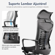 Cadeira Ergonômica Python Fly com Suporte Lombar Ajustável e Apoio de Pés Retrátil - imagem 4