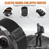 Pulseiras esportivas elásticas para Apple Watch Ultra/2 de 49 mm, 46 mm, 45 mm, 44 mm, 42 mm, 41 mm, 40 mm, 38 mm, fivela de paraquedas para Apple Watch séries 10, 9, 8, 7, 6, 5, 4, 3, SE/2 - imagem 4