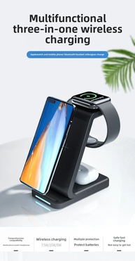 Carregador 3 em 1 Sem Fio 15W: iPhone, Apple Watch e AirPods - imagem 4