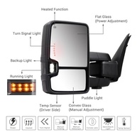 Espelhos de Reboque Elétricos e Aquecidos para Dodge Ram 1500/2500/3500 (09-18) - Expansíveis com Setas e Luzes - imagem 3