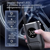 Mini Compressor de Ar Portátil: Calibrador Digital Recarregável para Carro, Moto, Bike e Bola - imagem 4