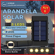 Arandela Solar 8 LEDs: Iluminação Externa Sem Fio - imagem 1