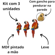Trio de Araras M - Decoração Tropical para Varanda, Jardim e Sacada - Artesanato Feito à Mão - imagem 5