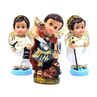 Trio de Arcanjos Miguel, Rafael e Gabriel em Resina - Imagens de Anjinhos da Guarda com Aparência Infantil - imagem 2