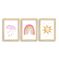 Quadros Nuvem, Arco-Íris e Sol - Decoração Infantil para Quarto de Menina - imagem 3