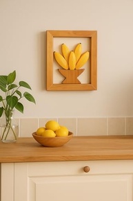 Quadro de Madeira Artesanal com Bananas - Decoração Rústica para Cozinha e Área Gourmet - imagem 3