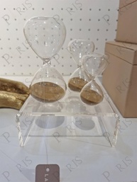 Ampulheta Decorativa em Vidro Areia Marrom 3 Minutos 8cm - Timer Elegante para Ambientes Modernos - imagem 3