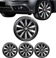 Kit 4 Calotas Esportivas Aro 14 Seven Preto/Prata - Fiat Novo Uno, Argo, Cronos e Mais - imagem 2