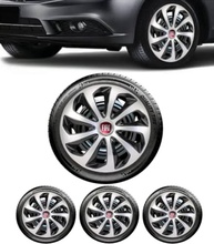 Jogo 4 Calotas Esportivas Velox Aro 15 Prata/Preto - Fiat Cronos, Argo, Mobi e Mais - imagem 2
