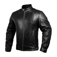 HWK Jaqueta de couro para motociclista com armadura masculina, jaqueta de couro genuíno Cafe Racer para equitação resistente ao clima - imagem 1