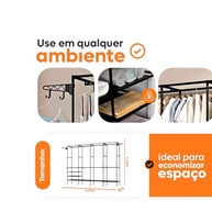 Arara Cabideiro 4 Colunas com Sapateira e 10 Prateleiras – Armário Organizador Moderno para Closet e Quarto - imagem 4