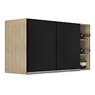 Armário Aéreo Califórnia 80cm + Nicho Garrafeiro – Riad Castanho/Preto - imagem 1